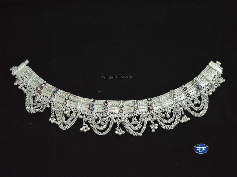 dulhan jhalar heavy silver anklet